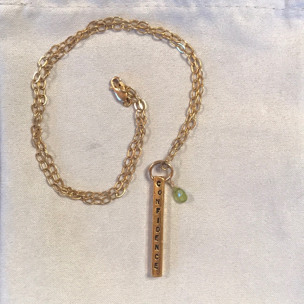 Peridot gold bar intention necklace